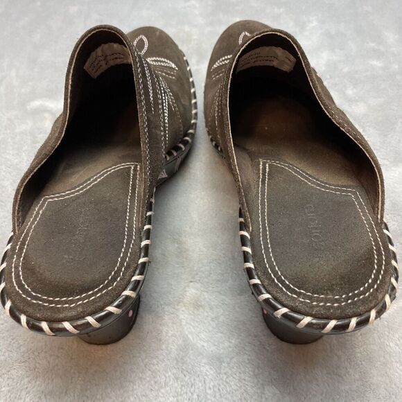 Sonora Western Heeled Mules Clogs Womens 8M Brown Suede Leather Slip On Shoes - Picture 5 of 11